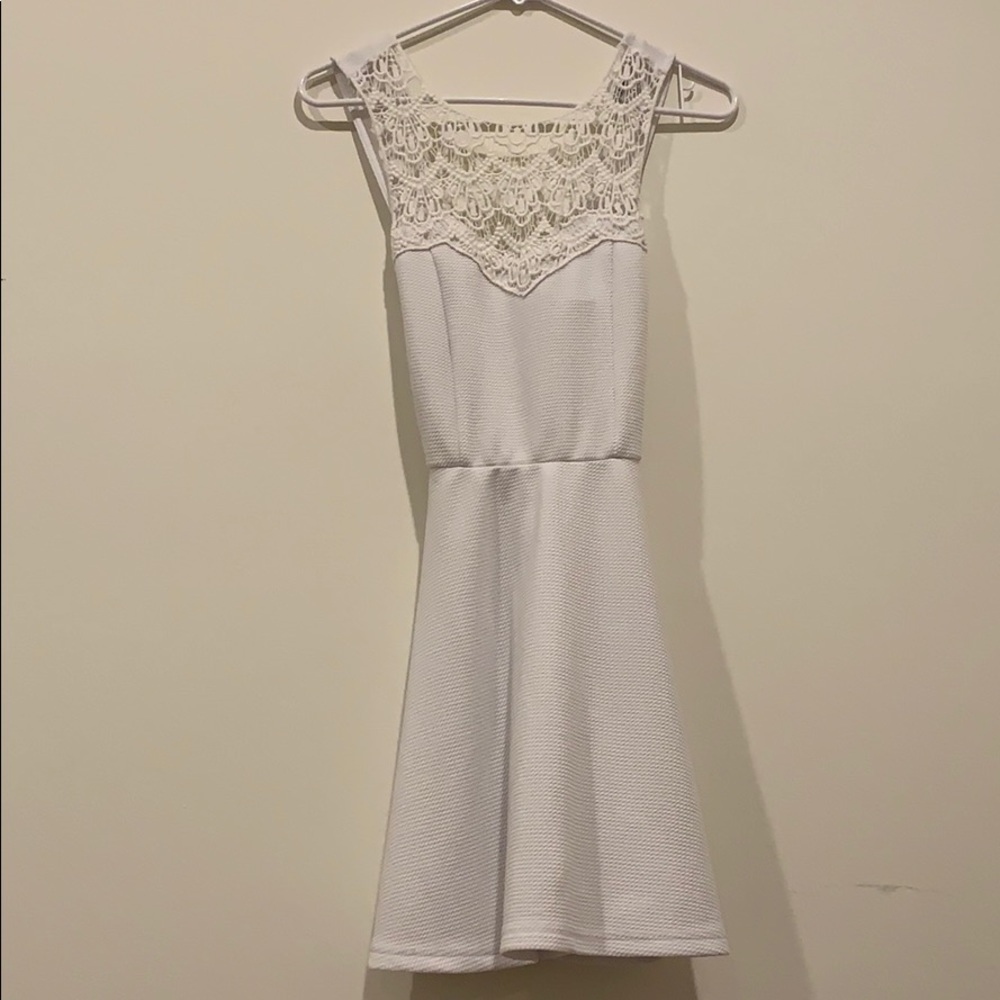 Lacy White Crossback Skater Dress